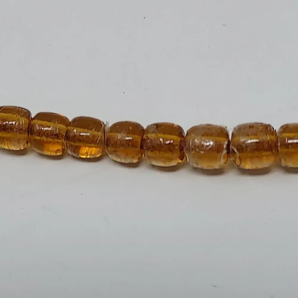 Glass Bead Necklace Honey Root Beer Color Donut Teardrop Pendant Boho 36